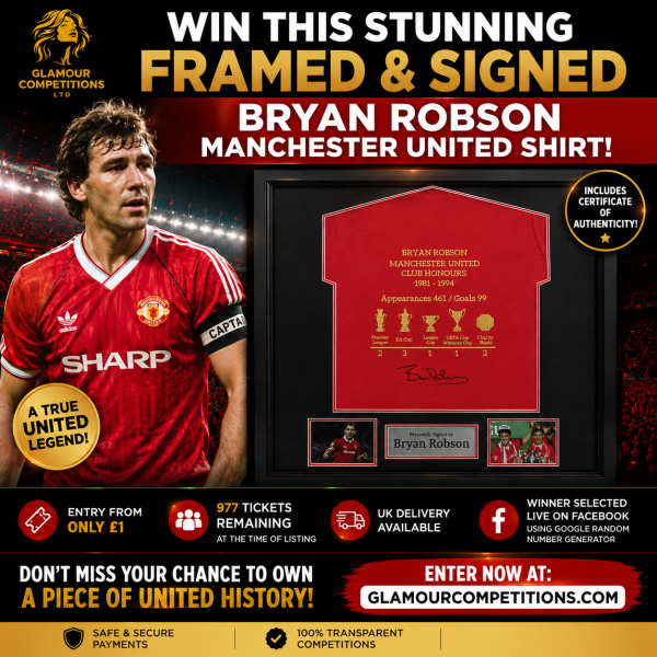 Framed Manchester United Legend Bryan Robson Autographed Signed Shirt