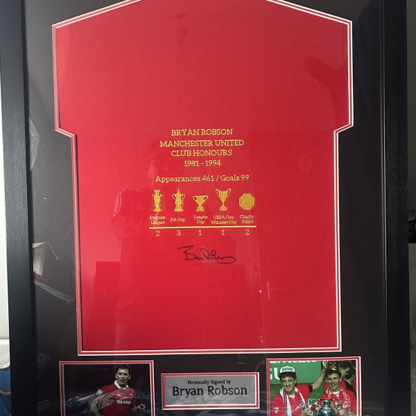 Framed Manchester United Legend Bryan Robson Autographed Signed Shirt