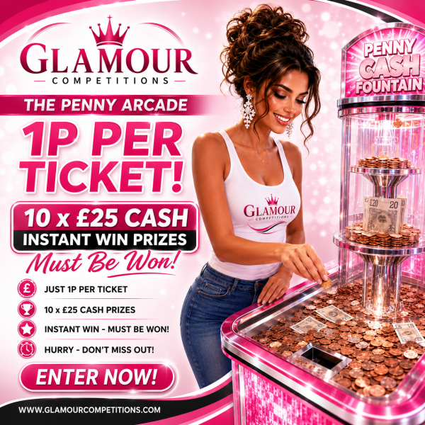 The Penny Arcade 1p per ticket - 10 x £25 Cash Instant Win Prizes Must Be Won
