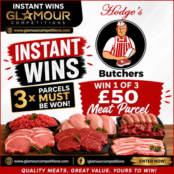 3 x £50 Meat Parcels Must Be Won - Instant Wins - Hodge's Butchers Larne
