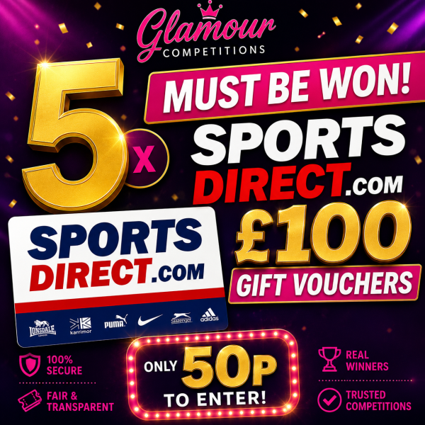 5 x £100 Sports Direct Gift Vouchers Instant Wins Must Be Won