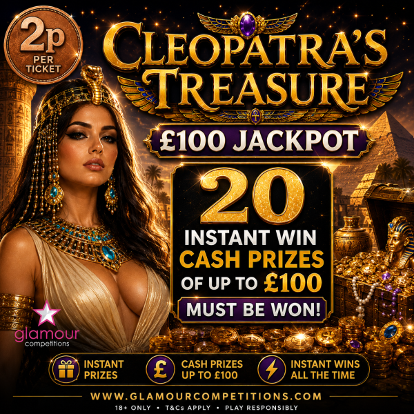 Cleopatra's Treasure - 2p Per Entry - £100 Jackpot - 20 Instant Win Prizes Must Be Won!