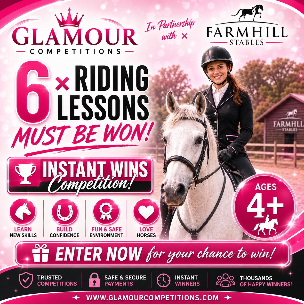 Farmhill Stables Carrickfergus- 6 x Riding Lesson Vouchers Must Be Won! Instant Wins Competition 25p Per Ticket